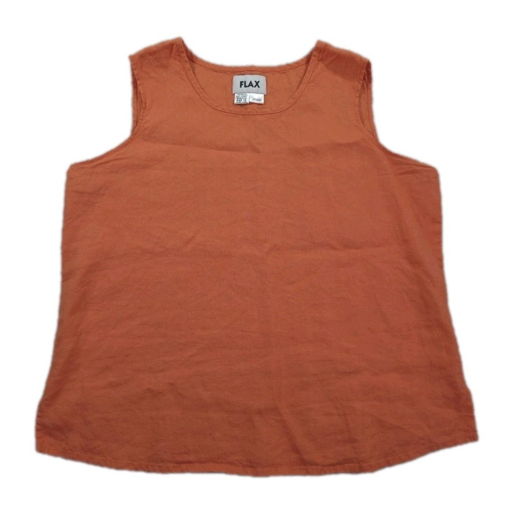 FLAX Linen Tank Top Size 1G 18-20 Womens Burnt Orange